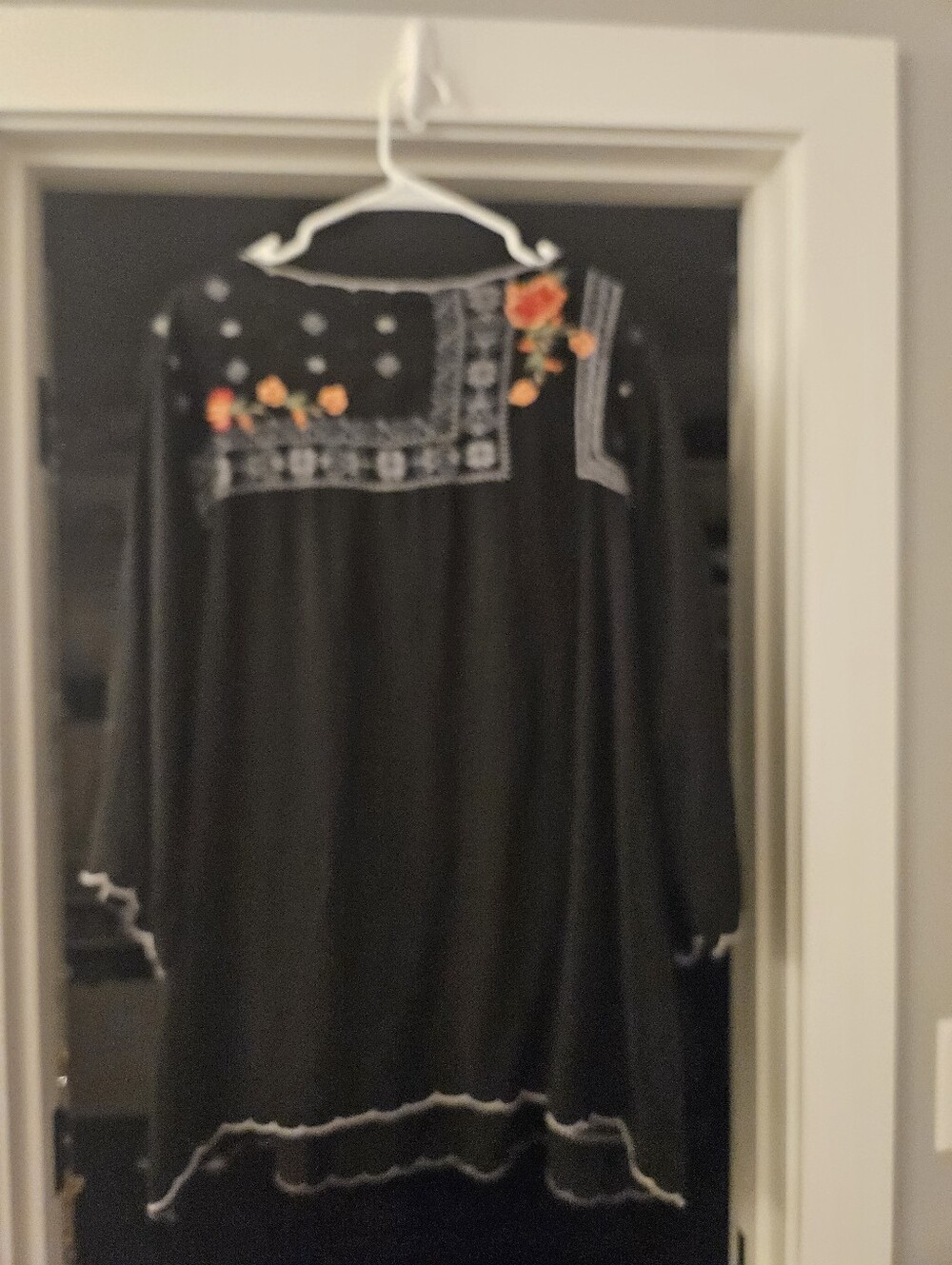 Johnny Was Black Tunic with Orange & Yellow Floral Embroidery - Picture 6 of 9